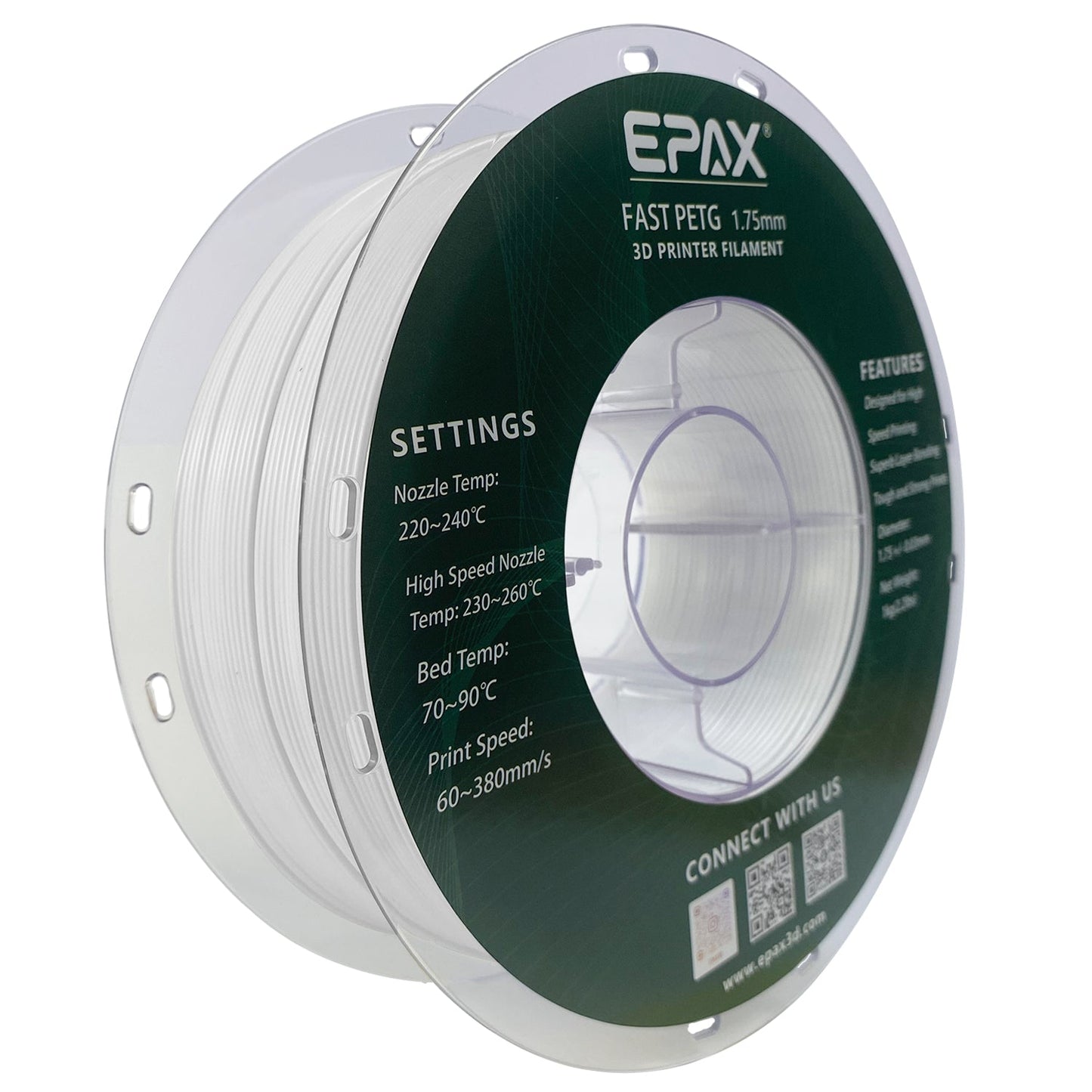 EPAX Solid White PETG 1.75mm Filament 1kg