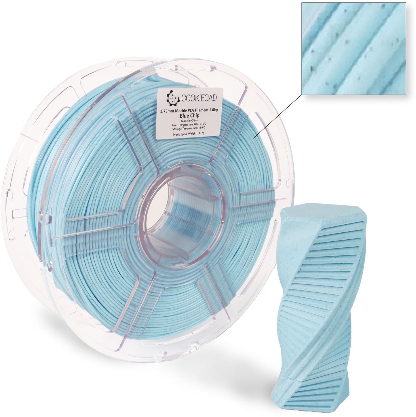 CookieCad Blue Chip Marble PLA Filament 1.75mm, 1kg