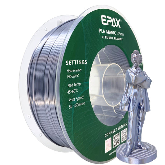 Epax Silver Silk PLA+ 1.75mm Filament 1kg